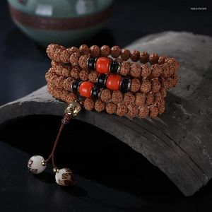 Link Armbänder Natürliche Rudraksha 108 Mala Perlen Armband Tibetisch-buddhistische Gebet Meditation Halskette Für Frauen Männer Drop