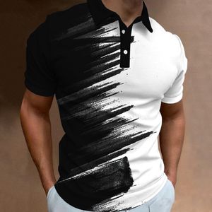 Erkek Polos Moda Polo Gömlek Dikiş Renk T Rahat Üstler Spor Giyim Büyük boy Gömlek Adam Giysileri Kısa Kollu 230901