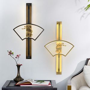 Vägglampor Temaren Contemporary Lamp LED Vintage mässing Creative Deer Fan-format Sconce Light For Home Living Room Bedroom Decor