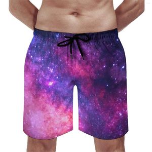 Men's Shorts Pink Purple Galaxy Board Summer Vintage Print Sports Surf Beach Men Fast Dry Cute Graphic Large Size Trunks