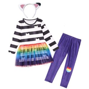 Комплекты одежды Gabby's Dollhouse Girls Princess DressPants Sets Осенняя одежда Повязка на голову Gabby Cats Косплей Костюм Детская одежда на день рождения 230901