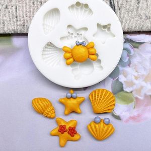 Baking Moulds Crab Starfish Conch Shell Silicone Mold Sugarcraft Chocolate Cupcake Fondant Cake Decorating Tools