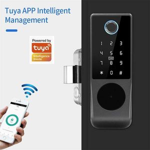 Fechaduras de porta à prova d'água Tuya Smart Double Side Fingerprint Lock Keyless Entry Motor Rim Door Lock 2.4G Wifi Controle Remoto com Alexa Echo HKD230903