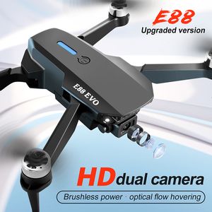 E88 Evo Drone Fırçasız Yükseltilmiş Sürüm HD Çift Kamera FPV Uzun menzilli RC Quadcopter Katlanabilir Mini Dronlar