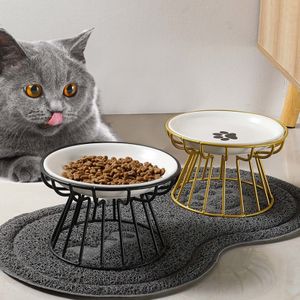 Dog Bowls Feeders Ceramic Raised Pet Bowl Food Water Treats for Cats Dogs Supplies Outdoor Feeding Drinking Accessories Doggie Cat Stand Bowl 230901