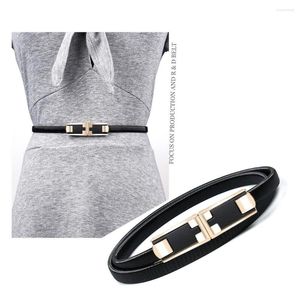 Cinture Cintura sottile da donna Moda femminile PU Ecopelle Nera Fibbia in metallo Abito in vita per cinturino da donna