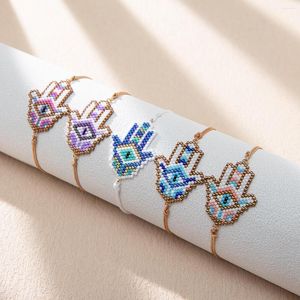 Charme pulseiras bluestar design hamsa mão sorte pulseira para mulheres menina moda miyuki frisado de fatima jóias presente