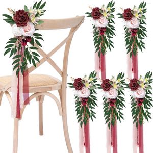 Декоративные цветы 6 шт. Свадебные украшения для стула для декора Искусственная задняя часть Цветочное украшение