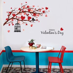 Naklejki ścienne Red Love Tree Branch Ptak naklejka do sypialni Dekoracja dekoracji Mural Kalkoma