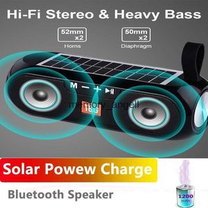 Portable Speakers Portable Solar Power Bank Bluetooth Column Speaker TWS Hifi Stereo Music Box Outdoor Caixa De Som Wireless Boombox Loudspeaker HKD230904