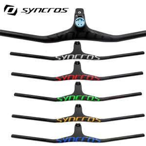 Bike Handlebars Components Syncros Multiple Colour MTB Integrated Handlebar Carbon Fiber One-shaped Handlebar Stem -17Degree bike frame bicycle parts 230904