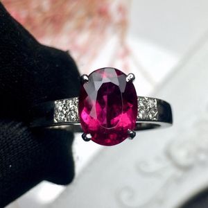 Cluster Rings Fine Jewelry Anillos Oro Real Pt900 Natural Brazil Tourmaline 2.91ct Gemstone Female For Women Ring