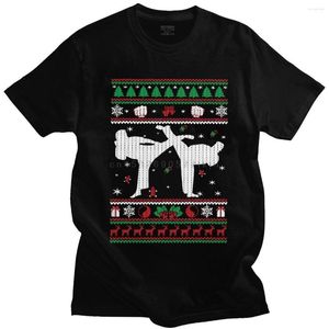 メンズTシャツテコンドー醜いクリスマスTシャツメンコットン韓国テクウォンドゥティーラウンドカラー半袖夏のグラフィックシャツアパレル