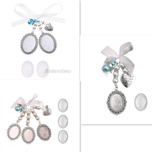 Pins Brooches Wedding Bouquet Charm Lace Oval Bridal Bouquet Angel Charm Memorial Po Charm You Are in My Heart Charm 230901