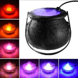 Outros suprimentos para festas de eventos Halloween Witch Pot Mist Maker Fogger Witch Cauldron Fog Maker com mudança de cor LED luz Halloween Party Gift Decor 230904