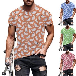 Erkek Tişörtleri Yuvarlak Boyun Baskısı Sıradan Kısa Kollu Gömlek