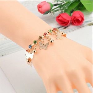 Charme Pulseiras Crianças Bonito Bonito Borboleta Pulseira Para Meninas Crianças Mão Cadeia Colorido Amigo Mulheres Praia