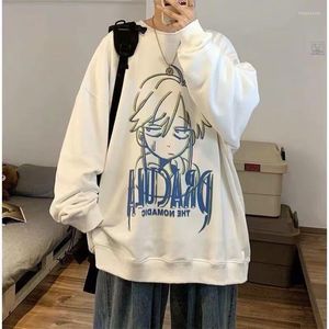 Damen Hoodies 4XL Plüsch Herbst Winter Weiß Anime Übergroße Sweatshirts Trendy Lose O-Ausschnitt Hoodie Frauen Kleidung All-Match Harujuku Punk