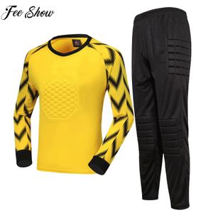 Outros artigos esportivos Homens Futebol Treinamento Outfit Futebol Goleiro Goleiro Uniforme Sportswear Manga Longa Esponja Peito Pads Top Calças Definir Terno Esportivo 230904