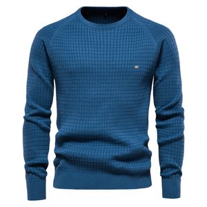 Heren Truien AIOPESON 100% Katoen Mannen Soild Kleur Oneck Hoge Kwaliteit Mesh Truien Mannelijke Winter Herfst Basic voor 230904