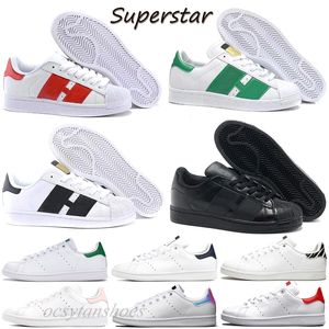 Super Star Białe Białe Kobiety Mężczyźni Stan Buty Fash Smith Rainbow Sliver Sneakers