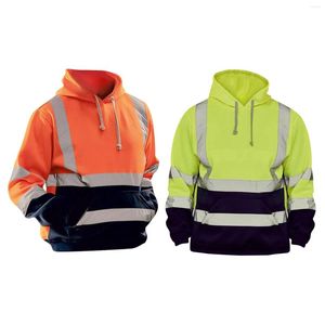 Men's Hoodies Sweatshirts S-5xl Hi Vis Mens Hoodie Sweatshirt Reflective Strips Sweat Chemi