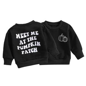 Hoodies Sweatshirts 0611 Lioraitiin 03Years Toddler Boys Halloween Black Long Sleeve Pumpkin Print Pullover Crew Neck Tops 230901