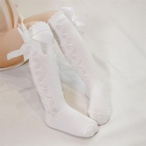 Kadın Çorap Beixinder Bebek Kız Diz High Toddlers Bow Çorapları Prenses Fırlinli Bebekler için Uzun (Donanma