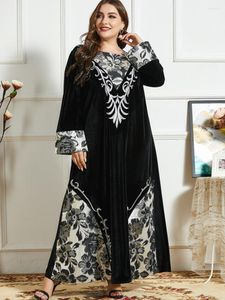 Этническая одежда осень/зима, большой женский черный пуловер с длинными рукавами, бархатное платье с вышивкой ручной работы и контрастными вставками, мусульманский халат Абая