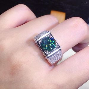 Кольца кластера Винтаж 2ct Lab Green Sona Муассанит кольцо из стерлингового серебра 925 пробы обручальное кольцо для мужчин аксессуар для вечеринки