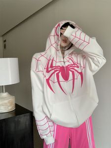 メンズフーディーズスウェットシャツ刺繍Y2Kスパイダーフーディーレディースメンズストリートウェアハラジュクルーズロングスリーブジャケットコートグラフィックフルジップアップフード付きスウェットシャツ230904