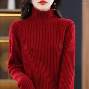 Kadın Sweaters Kalınlaştırılmış Yüksek Boyun Çukuru Şeridi Kaşmir Örgü Taban Kat Sonbahar Kış Moda Geniş Yumuşak Mumsu Kazak Sweater