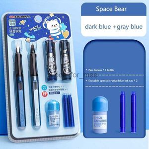 Fountain Pens Kawaii Student Erasable Fountain Pen Replacable Ink Set Blue EF 0.38 mm School Pens Office Supplies Cute Stationery for Writing HKD230904