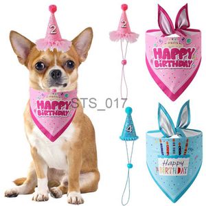 Hundkläder Cartoon Pet Birthday Hat Pet Birthday Dress Saliv Thandduk Dog Triangle Thandduk Pet Tillbehör Petförsörjning X0904