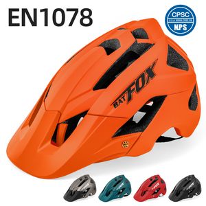 Cycling Helmets BATFOX Cycling Helmet Bike MTB Bicycle Helmet Orange Men Women Mountain Road Bike Integrally Molded Sport Helmets 230904