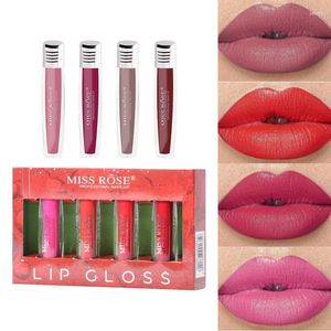 Lip Gloss Plump Makeup Nonfading Matte Lipsticks 4 PCS Long-lasting Lipstick Gift Set Waterproof For