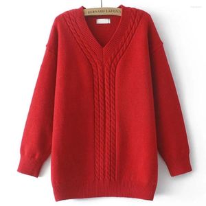 Swetery kobiet duże Czerwone Czerwone Kniste SWEATER W SWEATU JUŻ Zima 2023 LUSKIE KNITWEAR PUNLOVER SIGE Casual Fews