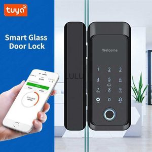 Fechaduras de porta bluetooth tuya app controle inteligente vidro biométrico impressão digital bloqueio senha teclado 13.56mhz rfid eletrônico hkd230904