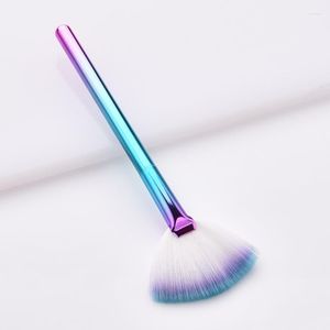 Makeup Brushes 1 Pc Blusher Powder Highlig Sculpting Brush Blush Blending Beauty Sector Tool Blue Gradient