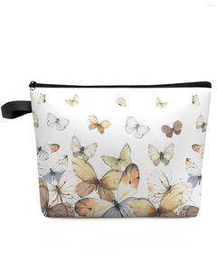 Sacos cosméticos pastoral borboleta gradiente bolsa de maquiagem bolsa de viagem essencial senhora mulheres organizador de banheiro armazenamento lápis caso