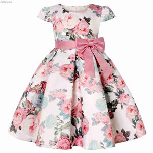 Grundläggande avslappnade klänningar Nya flickor barn Flower Elegant Causal Princess Party Dresses Children Kläder Jul Birthday Wedding Party Baby Girl Dress LST230904