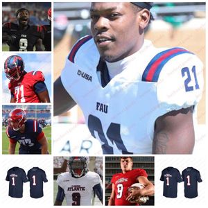 Custom Florida Atlantic Owls piłka nożna Harrison Bryant 5 Devin Singletary 9 Trey Hendrickson 17 Greg Joseph Alfred Morris Azeez al-Shaair Fau Owls Jerseys