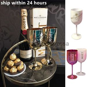 Vinglasglas MOET VIN Glasögon Party Champagne Vintage Coupes Beach Cocktail Flutes Plating Goblet Acrylic Plastic Beer Cups Firar Gift L231211