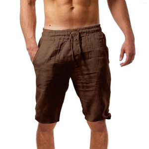 Мужские шорты Брюки-чиносы Мужские облегающие летние повседневные и модные однотонные хлопковые льняные брюки