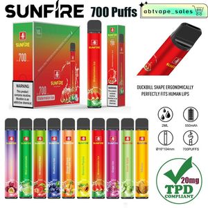 E Zigaretten Original TPD Registrierte Großhandel 700 Puffs Fruchtaromen E-Zigarette Einwegstiel 10 Geschmack