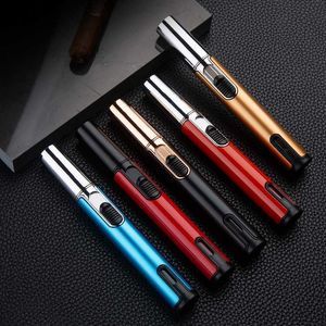 Windproof No Gas Lighter High Firepower Butane Jet Torch Turbo Metal Cigarette Kitchen Cooking Pastry Jewelry Welding Lighters W6R2