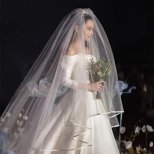 Veli da sposa con pettine 2 strati In stock Morbido tulle Accessori da sposa Velo bianco Alta qualità per la sposa Veli da sposa lunghi C257u