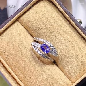 Cluster Rings 925 Silver Inlaid Natural Tanzanite Ring Precision Craftsmanship Luxurious Personality Can Be Customized