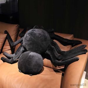 Animais de pelúcia de pelúcia realista tamanho grande aranha brinquedo de pelúcia macio plushie animal de pelúcia assustador boneca de aranha decoração de quarto de halloween crianças presente de aniversário r230904