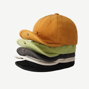 Bola Caps Curto Brim Macio Top Versão Coreana Pai Chapéu Cordão Cúpula Primavera Verão Unisex Hip Hop Boné de Beisebol Algodão Peaked Cap 230901